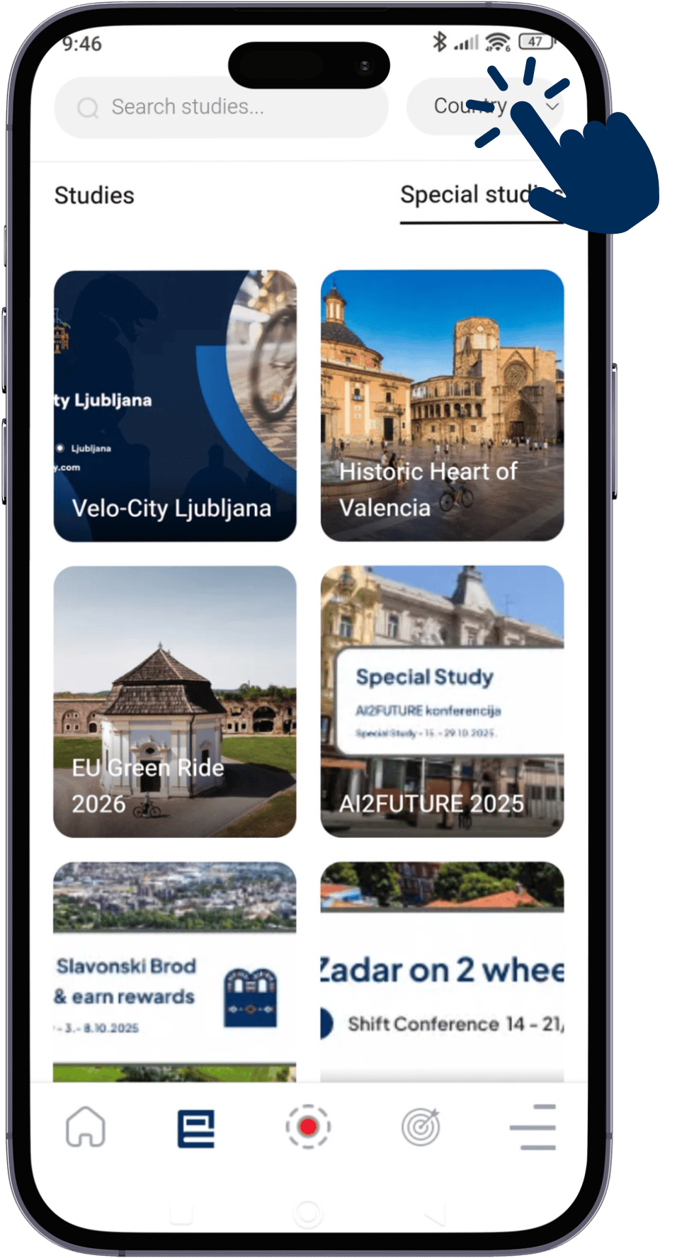 Bikademy app — Special Studies list